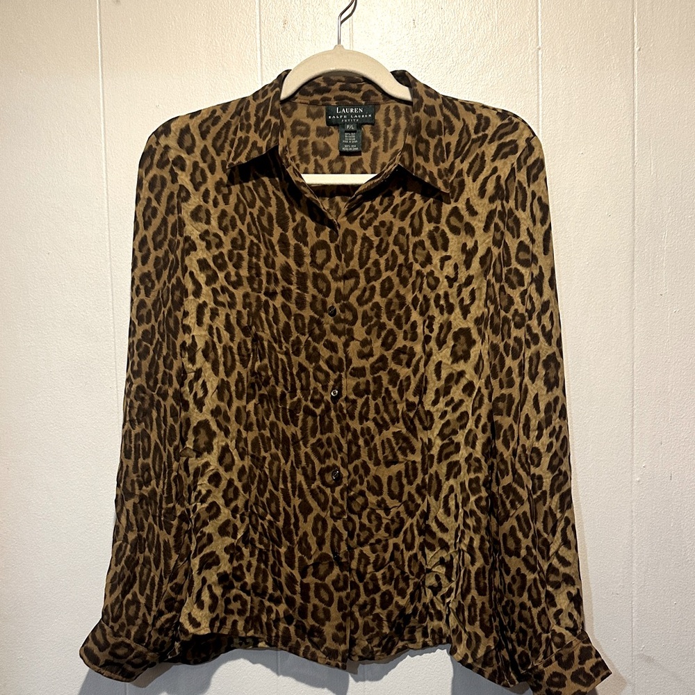 Lauren Ralph Lauren Silk blouse size PL leopard print